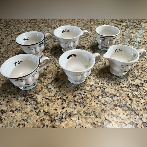 6 piece Baileys coffee mug creamer sugar bowl set of 6 - Picture 1 of 4